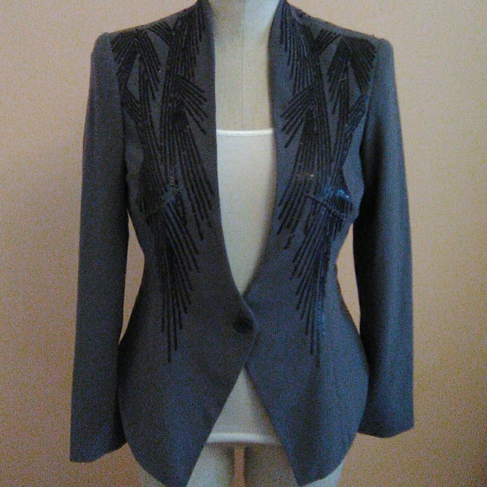 Charcoal Grey Blazer with Sequins